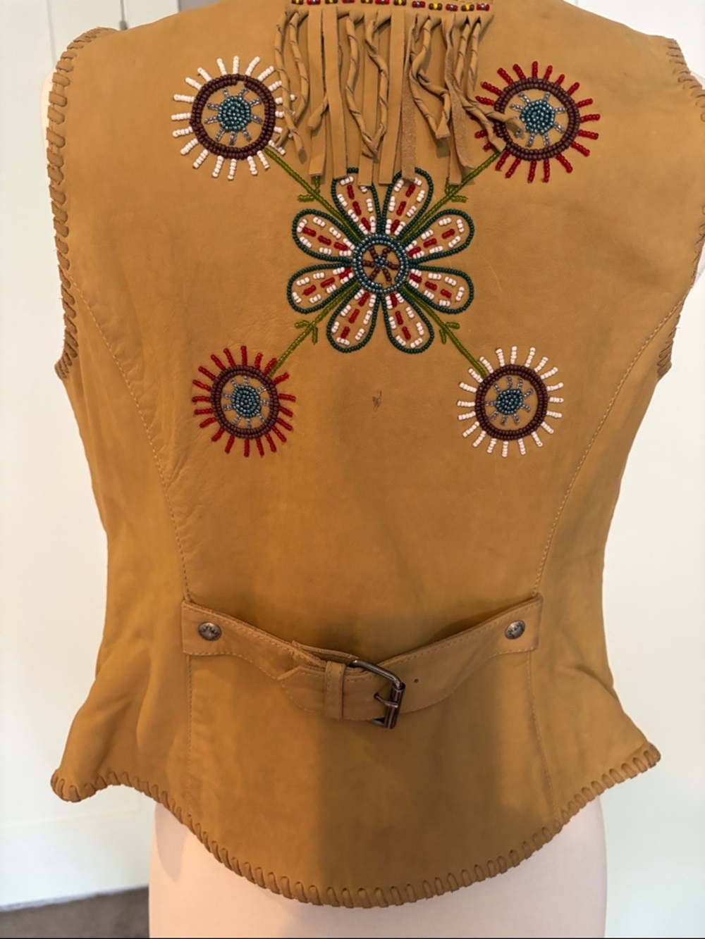 Double D Ranch Mustard Brown Suede Embroidered Western Vest - Picture 2 of 13